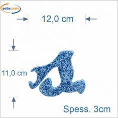 LETTERA "s" IN POLISTIROLO GLITTERATA AZZURRO IN CORSIVO
