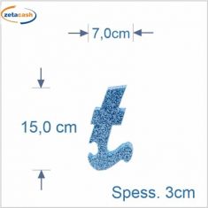 LETTERA "t" IN POLISTIROLO GLITTERATA AZZURRO IN CORSIVO