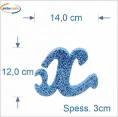 LETTERA "x" IN POLISTIROLO GLITTERATA AZZURRO IN CORSIVO