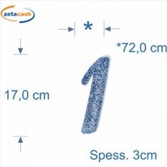 NUMERO "1" IN POLISTIROLO GLITTERATA AZZURRO IN CORSIVO