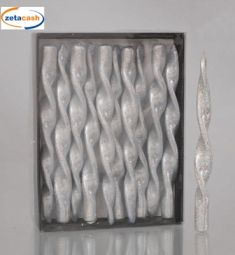 CANDELA A SPIRALE ARGENTATA GLITTERATA DIAM 2 X H 24 CM