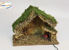 CAPANNA CON FASCINE E FUOCO ELETTRICO CM 36X26X16