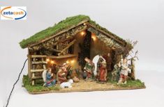 CAPANNA CON MUSCHIO LUCE E PASTORI CM 58X36XH37