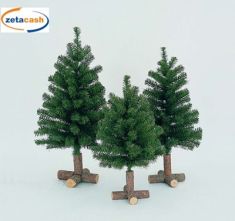 ALBERO DI NATALE VERDE CON BASE IN LEGNO 88 RAMI H 76 CM