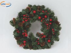 CORONA CON BACCHE E PIGNETTE DIAM 40 CM