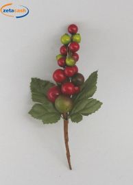 RAMETTO NATALIZIO CON BACCHE ROSSE E VERDI