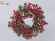 DIETRO PORTA CORONA CON BACCHE ROSSE