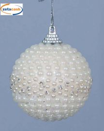 SFERA NATATILIIA BIANCA CON PERLINE DIAM 6 CM
