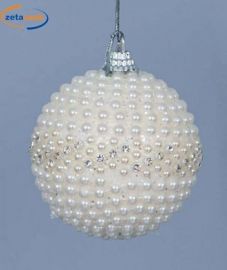SFERA NATALIZIA BIANCA CON PERLINE