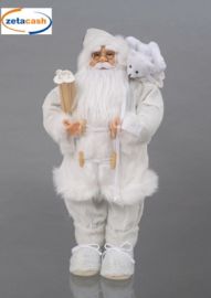 BABBO NATALE BIANCO CON SACCO E SCII CM 27X17X61