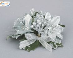 GIROCANDELA CON FIORI ARGENTATI DIAM CM 3