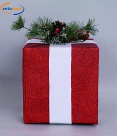 PACCO REGALO ROSSO GLITTER 25 CM