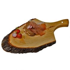TAGLIERE CORTECCIA LEGNO NATURALE MANICO IDONEO per ALIMENTI. 50 cm.