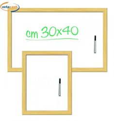 LAVAGNA BIANCA CON CORNICE IN LEGNO E PENNARELLO NERO