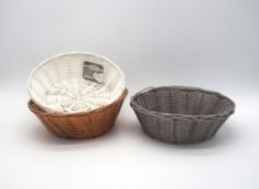 CESTINO PLASTICA ROTONDO EFFETTO VIMINI H7 D23 CM COL ASS