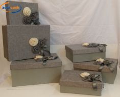 SCATOLA RETTANGOLARE 3 FIORI JUTA M CM. 35,5X26,3X12,5