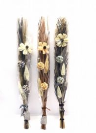 MAZZO FIORI SECCHI GRIGIO BLU O ARANCIO H92CM ASS