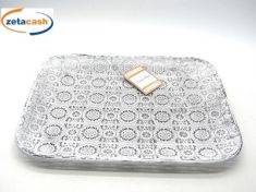 VASSOIO RETTANGOLARE METALLO BIANCO ARABESQUE 36X28CM