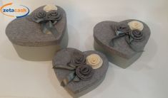 SCATOLA CUORE CON 3 FIORI JUTA GRANDE