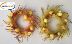 CORONA RAMI UOVA E FIORI D 30 CM ASS