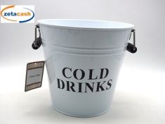 SECCHIELLO LATTA BIANCO MANICI LEGNO NERI H21 D23 CM SCRITTA