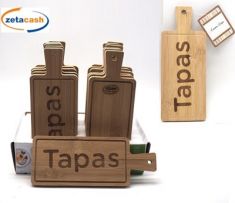 TAGLIERE BAMBOO 23X9 CM SCRITTA TAPAS O VUOTO ASS