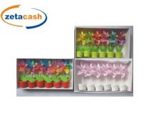 SEGNAPOSTO VASETTO CON GIRANDOLA COLORATA H. 15 DIAM. 9 CM