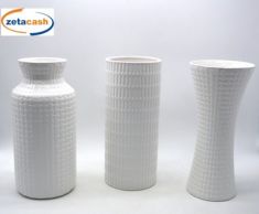 VASO CERAMICA BIANCO LUCIDO H28 D12.5 CM ASS