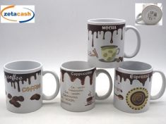 TAZZA CERAMICA BIANCA CAFFE E SCRITTA CAPPUCCINO H10XD8 CM