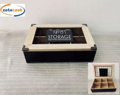 SCATOLA IN LEGNO PORTA THE 6 SCOMPARTI CON COPERCHIO