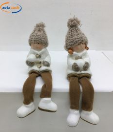 BAMBINO/A NEVATI SEDUTO GAMBE IN TESSUTO E CAPPELLO IN LANA H. 9