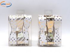 CONFEZIONE 6 FIOCCHI NATALIZI FERMAGLIO ORO/BIANCO