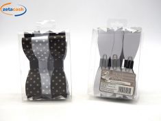 6 FIOCCHI A POIS FERMAGLIO ARGENTO/NERO