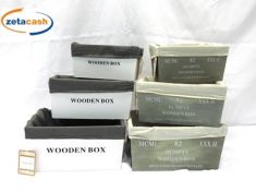 SET 3 CASSETTE LEGNO INTERNO TESSUTO 2 ASS