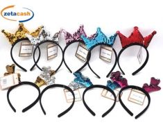 CERCHIETTO VELLUTO PAILETTES CORNA RENNA ASS