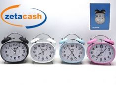 SVEGLIA TONDA SILENZIOSA CON LUCE E NUMERI DIAM. 12X16 CM