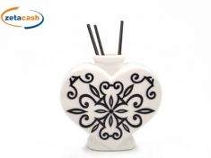PROFUMATORE IN CERAMICA A FORMA DI CUORE CON FANTASIA