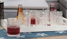 BICCHIERE IN VETRO 6 PEZZI DECORATO TRASPARENTE 26cl