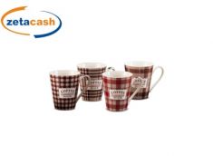 TAZZA IN CERAMICA A QUADRETTI CM 11.5X8.5XHCM 10