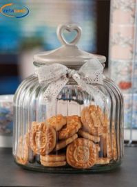 BARATTOLO IN VETRO E CERAMICA DIAM 17 CM X H 24 CM