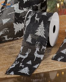 NASTRO NATALIZIO NERO DECORATO ASS. CM 6,5X2,70 MT