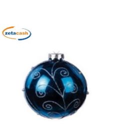 SFERA DI NATALE IN VETRO LUCIDA/OPACA BLU DIAM. 10CM