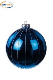 SFERA DI NATALE IN VETRO LUCIDA/OPACA BLU DIAM. 12 CM