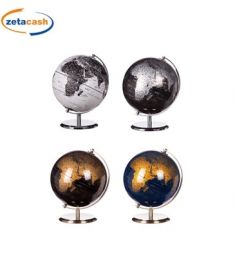 MAPPAMONDO DECORATO CON STRUTTURA IN METALLO 20 X 28 CM