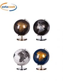 MAPPAMONDO DECORATO CON STRUTTURA IN METALLO CROMATO 28X34