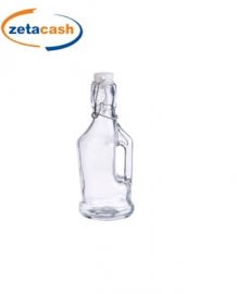 BOTTIGLIA IN VETRO CON TAPPO ERMETICO DIAM 7 X H 17 CM