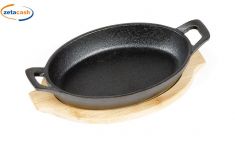 PIROFILA IN GHISA OVALE CON BASE IN BAMBOO