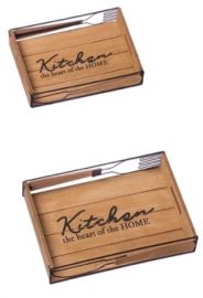 VASSOI IN METALLO E MDF CON SCRITTA 2 PEZZI