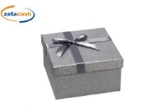 SCATOLA REGALO QUADRATA ARGENTO FIOCCO 9X16X16