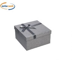 SCATOLA REGALO QUADRATA ARGENTO GLITTER FIOCCO 12X22X22